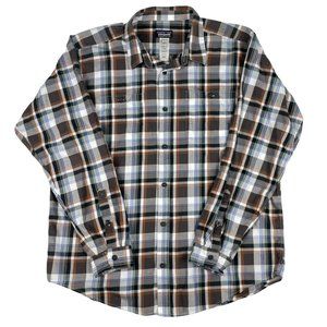 Men's Patagonia Long Sleeve Button Up Shirt Brown and Blue Size Large